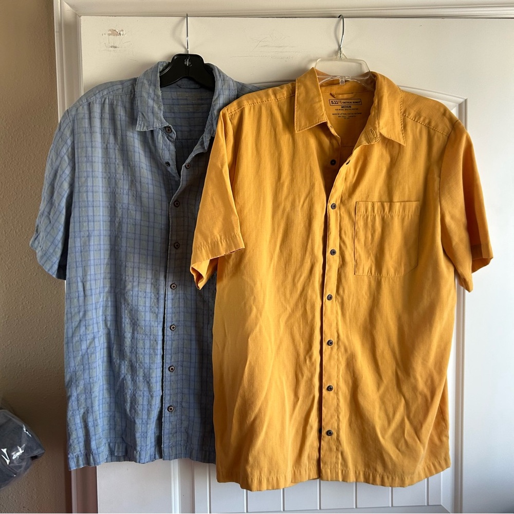 5.11 Tactical Men's Short-Sleeve Button-Down Shirt lot of 2 blue Yellow C18